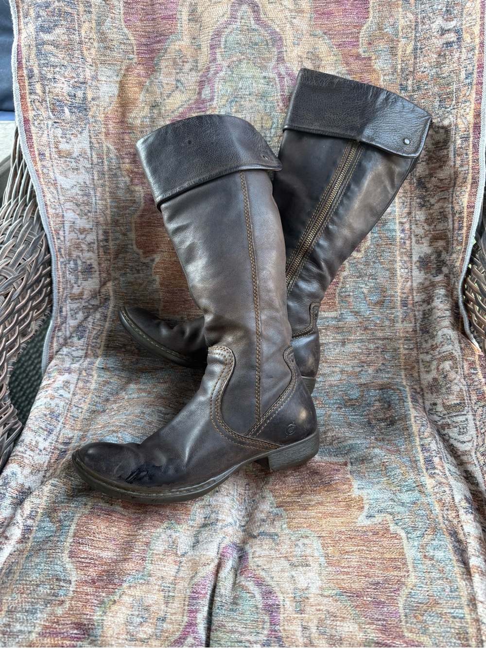 Born brown leather tall riding boots women’s size 7.5 EU 38. Side zip - Picture 9 of 10